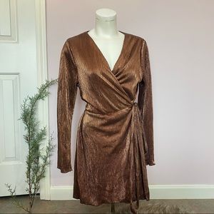 Leyden Bronze mini wrap dress